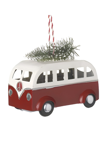 Red & White Campervan With Tree Hanging Decoration - Heaven Sends